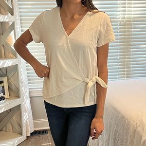 Cream Tie Front Blouse - Size S